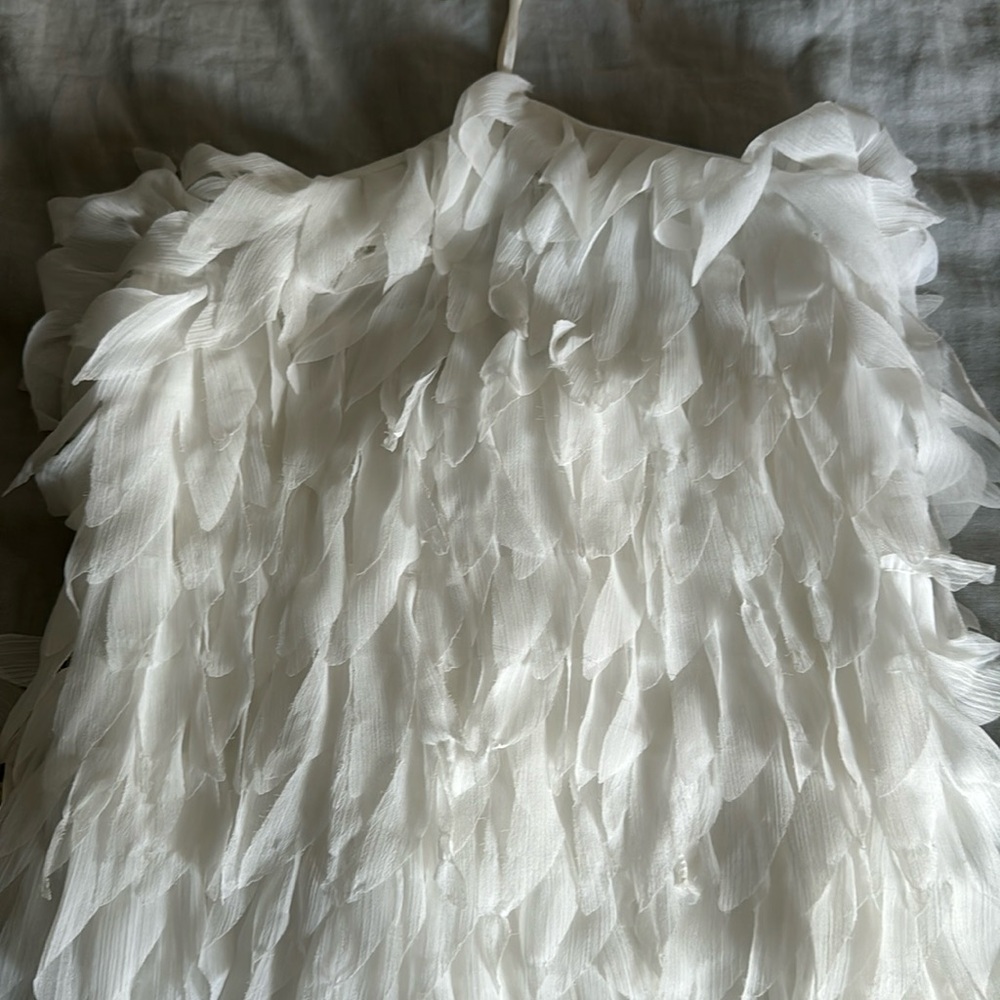 Feather dress, halter open back